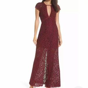 Harlyn Pomegranate Lace Keyhole Gown